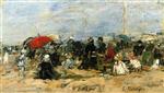 Eugene Boudin  - Bilder Gemälde - Trouville, Beach Scene-2