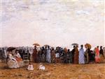 Eugene Boudin  - Bilder Gemälde - Trouville, Beach Scene-3