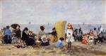 Eugene Boudin  - Bilder Gemälde - Trouville, Beach Scene-5