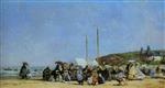 Eugene Boudin  - Bilder Gemälde - Trouville, Beach Scene-8