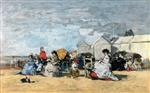 Eugene Boudin  - Bilder Gemälde - Trouville, Crinolines and Cabins