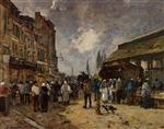 Eugene Boudin  - Bilder Gemälde - Trouville, Fish Market