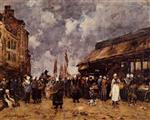 Eugene Boudin  - Bilder Gemälde - Trouville, the Fish Market