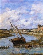 Eugene Boudin  - Bilder Gemälde - Trouville, the Inner Port, Low tide
