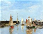 Eugene Boudin  - Bilder Gemälde - Trouville, the Jetties, High Tide