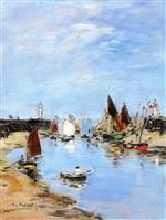 Eugene Boudin  - Bilder Gemälde - Trouville, The Jetties, Low Tide