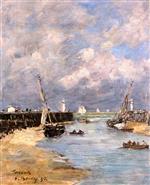 Eugene Boudin  - Bilder Gemälde - Trouville, the Jetties, Low Tide