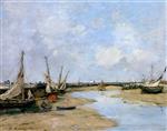 Eugene Boudin  - Bilder Gemälde - Trouville, the Jetties, Low Tide