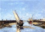 Eugene Boudin  - Bilder Gemälde - Trouville, the Jetty's, Low Tide