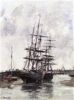 Eugene Boudin  - Bilder Gemälde - Trouville, the Jetty, Low Tide