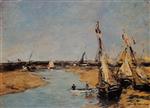 Eugene Boudin  - Bilder Gemälde - Trouville, the Jettys at Low Tide