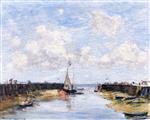 Eugene Boudin  - Bilder Gemälde - Trouville, the Jettys, Low Tide