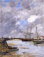 Eugene Boudin  - Bilder Gemälde - Trouville, the Jettys, Low Tide