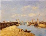 Eugene Boudin  - Bilder Gemälde - Trouville, the Jettys, Low Tide