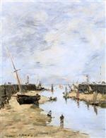 Eugene Boudin  - Bilder Gemälde - Trouville, the Jettys, Low Tide