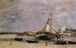 Eugene Boudin  - Bilder Gemälde - Trouville, the Jettys, Low Tide-2