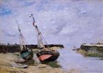 Eugene Boudin  - Bilder Gemälde - Trouville, the Jettys, Low Tide-4