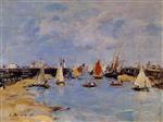 Eugene Boudin  - Bilder Gemälde - Trouville, the Jettys, Low Tide