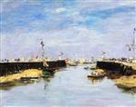 Eugene Boudin  - Bilder Gemälde - Trouville, the Jettys, Regatta