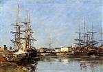 Eugene Boudin  - Bilder Gemälde - Trouville, the Port