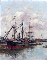 Eugene Boudin  - Bilder Gemälde - Trouville, the Port