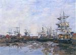Eugene Boudin  - Bilder Gemälde - Trouville, the Port at Low Tide