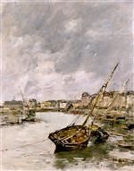 Eugene Boudin  - Bilder Gemälde - Trouville, the Port, Low Tide