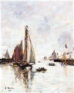 Eugene Boudin  - Bilder Gemälde - Trouville, the Return of the Fishing Boats