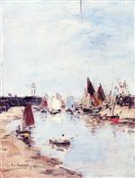 Eugene Boudin  - Bilder Gemälde - Truville, the Jettys, Low Tide