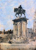 Eugene Boudin  - Bilder Gemälde - Venice, The Statue of Condottiere Colleoni