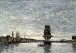 Eugene Boudin  - Bilder Gemälde - View of the Harbor at Trouville