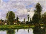 Eugene Boudin  - Bilder Gemälde - Village near Dunkirk