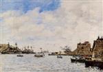 Eugene Boudin  - Bilder Gemälde - Villefranche, the Harbor