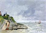 Eugene Boudin  - Bilder Gemälde - Villerville, the Shore and the Sea