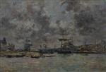 Eugene Boudin  - Bilder Gemälde - Vue du port de Trouville