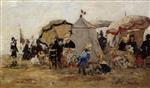 Eugene Boudin  - Bilder Gemälde - Woman and Children on the Beach at Trouville-2