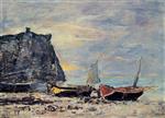 Eugene Boudin  - Bilder Gemälde - Étretat, the Cliff of Aval