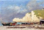 Eugene Boudin  - Bilder Gemälde - Étretat, the Falaise d'Amont