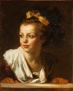 Jean Honore Fragonard - Bilder Gemälde - A Young Girl Leaning on a Window Ledge