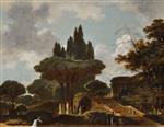 Jean Honore Fragonard  - Bilder Gemälde - Italian Landscape with Stairs