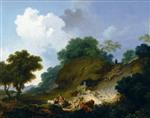 Jean Honore Fragonard  - Bilder Gemälde - Landscape with Shepherds and Flock of Sheep