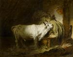Jean Honore Fragonard  - Bilder Gemälde - The White Bull in the Stable