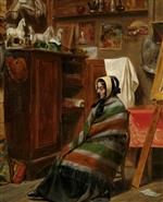 William Powell Frith - Bilder Gemälde - An artist's model seated in a cluttered studio