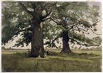 Henri Joseph Harpignies - Bilder Gemälde - Landscape with an Artist Sketching