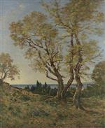 Henri Joseph Harpignies  - Bilder Gemälde - Olive Trees at Menton