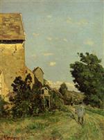 Henri Joseph Harpignies  - Bilder Gemälde - Path through a Normandy Village