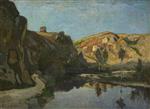 Henri Joseph Harpignies  - Bilder Gemälde - River and Hills