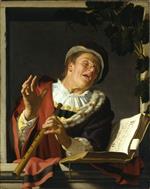 Gerrit van Honthorst  - Bilder Gemälde - Singender Zinkspieler