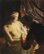 Gerrit van Honthorst  - Bilder Gemälde - The Flea Hunt