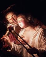 Gerrit van Honthorst  - Bilder Gemälde - The Soldier and the Girl